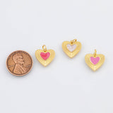 18K Gold PVD Enamel heart sunburst 14x14mm pendant charms - Tarnish Resistant