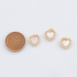 18K Gold PVD Heart Charm 10mm Mother of Pearl Back Pendant Charms - Tarnish Resistant