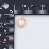 18K Gold PVD Heart Charm 10mm Mother of Pearl Back Pendant Charms - Tarnish Resistant