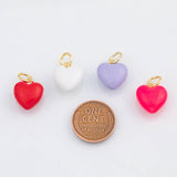 18K Gold PVD Enamel puffy heart 15x18mm pendant charms 22K - Tarnish Resistant