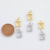 18K Gold PVD Kitchen Mixer Cooking Food Charm 8x11mm s White Gold Charms - Tarnish Resistant