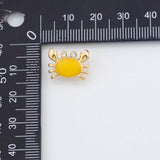 18K Gold PVD Enamel crab charm 12x15mm 22k pendant charms - Tarnish Resistant