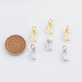 18K Gold PVD Dainty moon charm 6x10mm pendant charms - Tarnish Resistant