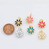 18K Gold PVD Enamel flower daisy charms 12mm 22k pendant charms - Tarnish Resistant