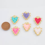 18K Gold PVD Enamel heart 19x18mm pendant charms - Tarnish Resistant