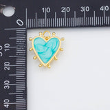 18K Gold PVD Enamel heart 19x18mm pendant charms - Tarnish Resistant