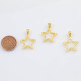 18K Gold PVD Star charm 18mm 22k hammered pendant charms - Tarnish Resistant