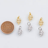 18K Gold PVD Lucky clover charm 6x11mm 22k pendant charms - Tarnish Resistant