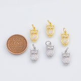 18K Gold PVD Owl charm 8x13mm 22k pendant charms - Tarnish Resistant