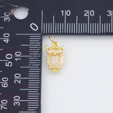 18K Gold PVD Owl charm 8x13mm 22k pendant charms - Tarnish Resistant