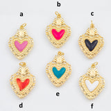 18K Gold PVD Sacred Heart 17x25mm 22k Pendant Charms - Tarnish Resistant