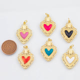 18K Gold PVD Sacred Heart 17x25mm 22k Pendant Charms - Tarnish Resistant