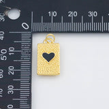 18K Gold PVD Black heart ace of spades enamel charm 11x16mm 22k pendant charms valentine's day - Tarnish Resistant