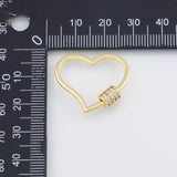 18K Gold PVD Heart carabiner screw clasp 21x25mm pendant charms - Tarnish Resistant