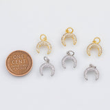 18K Gold PVD Horn Charms 11x12mm s White Gold Charms - Tarnish Resistant