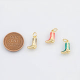 18K Gold PVD Cowboy Boots Charms 8x13mm Pink Turquoise s White Gold Charms - Tarnish Resistant