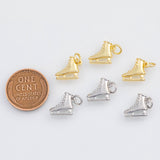 18K Gold PVD Ice Skates Ice Skating Charms 11x10mm s White Gold Charms - Tarnish Resistant