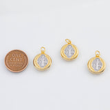 18K Gold PVD Saint Benedict Two Tone San Benito charm - Tarnish Resistant