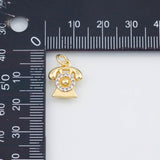 18K Gold PVD Telephone charm - Tarnish Resistant