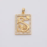 18K Gold PVD Snake Charm Rectangle - Tarnish Resistant