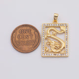 18K Gold PVD Snake Charm Rectangle - Tarnish Resistant