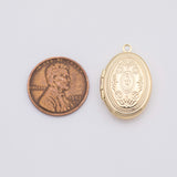 18K Gold PVD Decorative Flower Locket Pendant Love Heart Openable Locket Charm | X-678 23x16mm - Tarnish Resistant