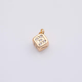 18K Gold PVD Mini Micro d Lucky Dice Mini Add-On Charm in Gold & | AC1036 AC1037 9mm 22K - Tarnish Resistant