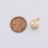 18K Gold PVD Mini Micro d Lucky Dice Mini Add-On Charm in Gold & | AC1036 AC1037 9mm 22K - Tarnish Resistant