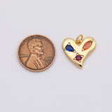 18K Gold PVD heart charm 16x17mm valetine's day charm pendant charms - Tarnish Resistant