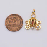 18K Gold PVD Dainty pumpkin carriage pendant in gold or fairytale inspired | fashion charm add on earring | n-871 16x19mm - Tarnish Resis