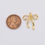 18K Gold PVD 18x20mm ribbon bow charm | ag494 - Tarnish Resistant