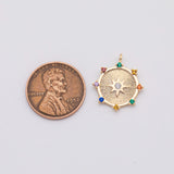 18K Gold PVD Multicolor Star compass charm - Tarnish Resistant