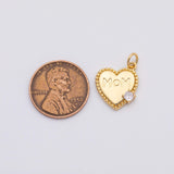 18K Gold pvd Mom heart charm mother's day charm ma - Tarnish Resistant