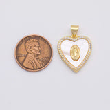18K Gold PVD Jesus Mary mother of pearl charm - Tarnish Resistant