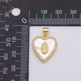 18K Gold PVD Jesus Mary mother of pearl charm - Tarnish Resistant
