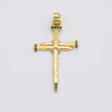 18K Gold PVD Emerald Cross charm - Tarnish Resistant
