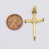 18K Gold PVD Emerald Cross charm - Tarnish Resistant
