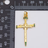 18K Gold PVD Emerald Cross charm - Tarnish Resistant