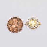 18K Gold PVD Jesus mary connector charm - Tarnish Resistant