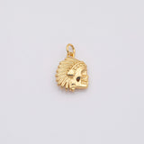 18K Gold PVD Skeleton indian head charm - Tarnish Resistant