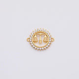 18K Gold pvd Scale of Justice Charm Connector maki - Tarnish Resistant