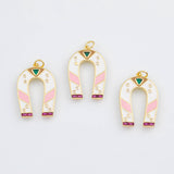 18K Gold PVD Horseshoe Enamel Charm 18x27mm s Charms - Tarnish Resistant