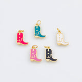 18K Gold PVD Cowboy Boots Enamel charm - Tarnish Resistant