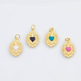 18K Gold PVD Sacred Heart Enamel charm - Tarnish Resistant