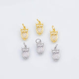 18K Gold PVD Owl charm 8x13mm 22k pendant charms - Tarnish Resistant