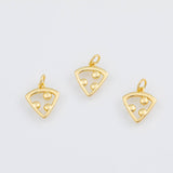 18K Gold PVD Pizza Charm 12x14mm Pepperoni Pizza 22k Pendant Charms - Tarnish Resistant