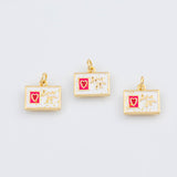 18K Gold PVD Enamel Postcard Love You 8x13mm s Gold Charms - Tarnish Resistant