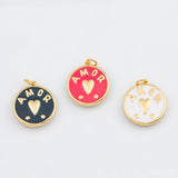 18K Gold PVD Enamel amor heart love charm 18mm pendant charms - Tarnish Resistant