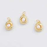 18K Gold PVD Real Pearl Charm Freem 10x14mm Pendant Charms Made with Real Freshwater Pearl 22K - Tarnish Resistant