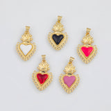 18K Gold PVD Sacred Heart Charms 16x26mm s White Gold Charms - Tarnish Resistant